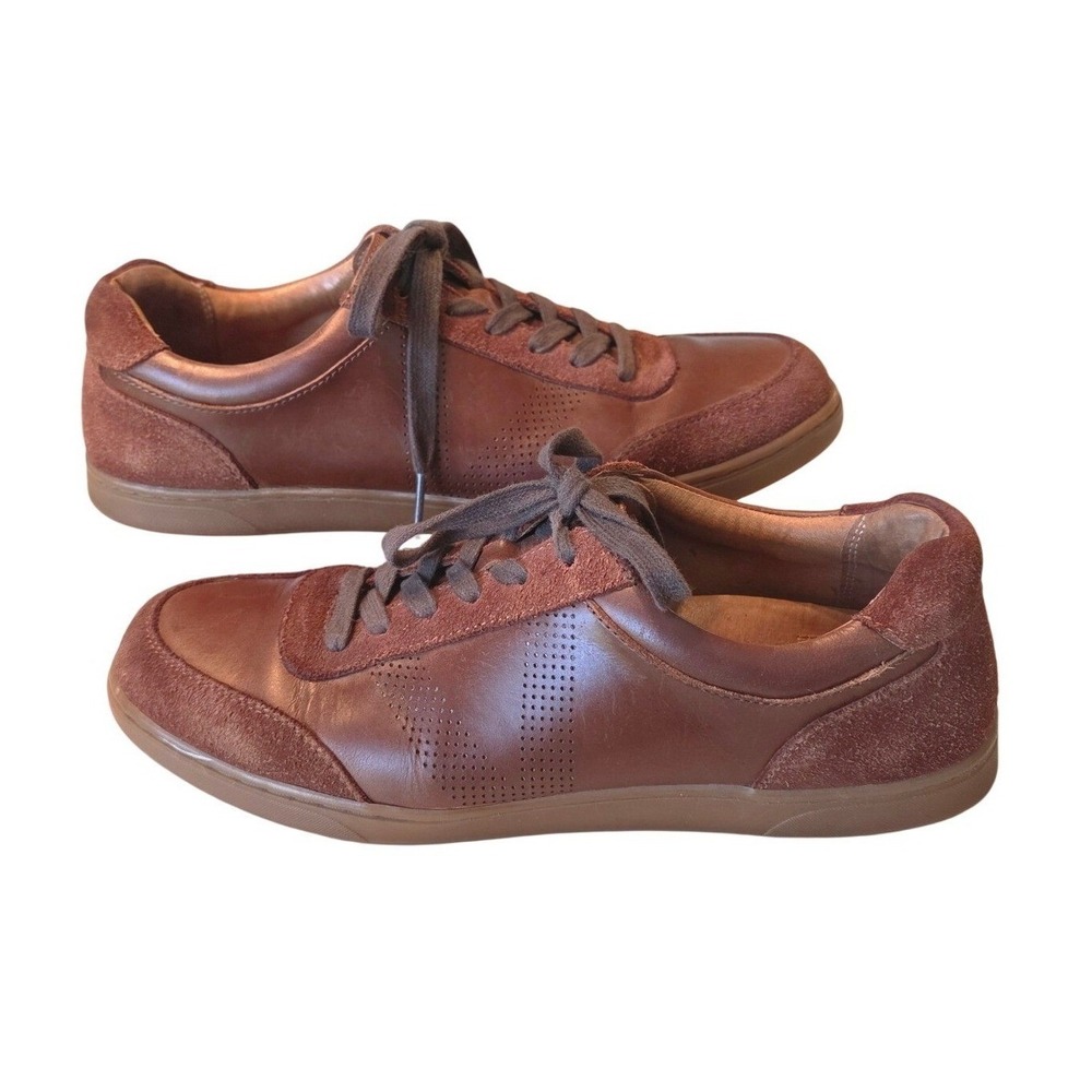 Vionic Brok Leather Suede Low Top Sneakers Orthotic Brown Casual Mens 10
